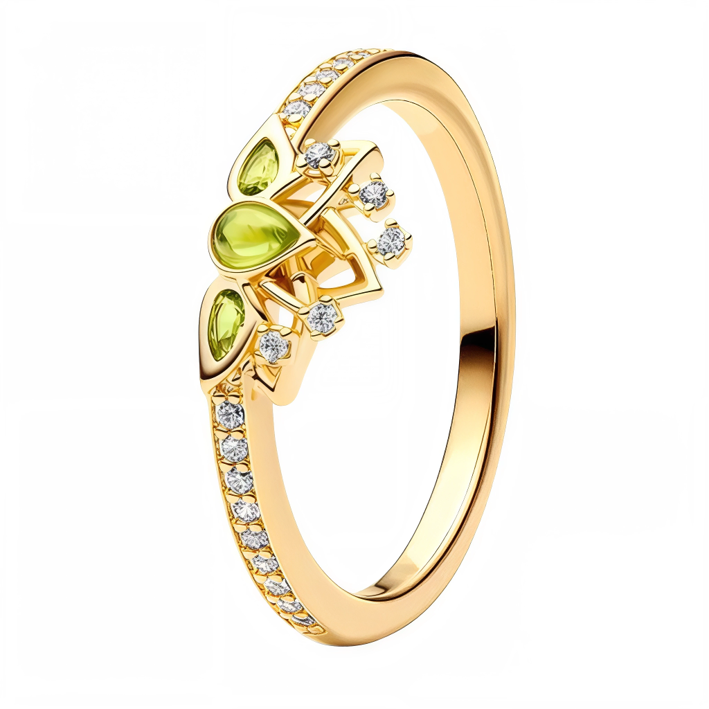 Bague délicate en Argent 925, inspirée du personnage Tiana, avec des détails verts et dorés pour un style élégant et féerique.
Caractéristiques
– Argent 925
– Détails verts et dorés
– Taille ajustable ou disponible en plusieurs tailles selon modèle