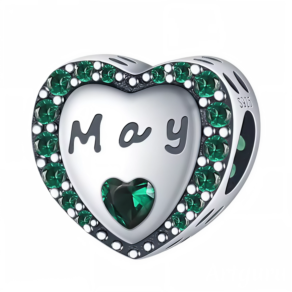 Célébrez le mois de mai avec ce charm en argent 925 en forme de cœur, délicatement orné d’un contour de strass verts éclatants. Au centre, l’inscription « May » est gravée avec élégance, sublimée par une pierre verte en forme de cœur qui symbolise la croissance et la vitalité. Un bijou parfait pour marquer un anniversaire de mai ou offrir un cadeau unique et porteur de sens.
