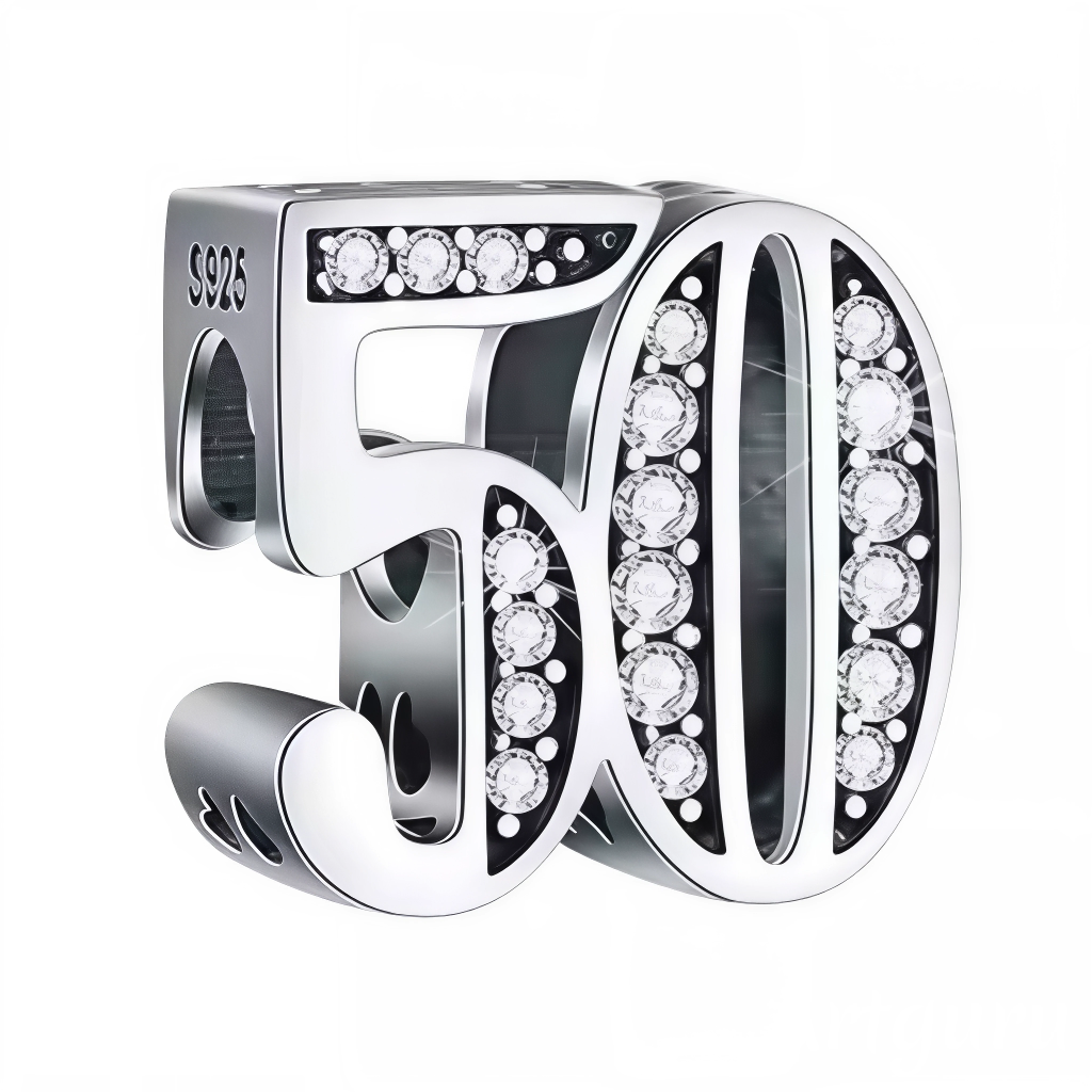 Sublimez votre bracelet avec ce charm en forme de chiffre "50", réalisé en argent 925 et orné de strass scintillants. Un bijou élégant et éclatant, parfait pour célébrer un anniversaire, un événement marquant ou symboliser un chiffre important avec raffinement.