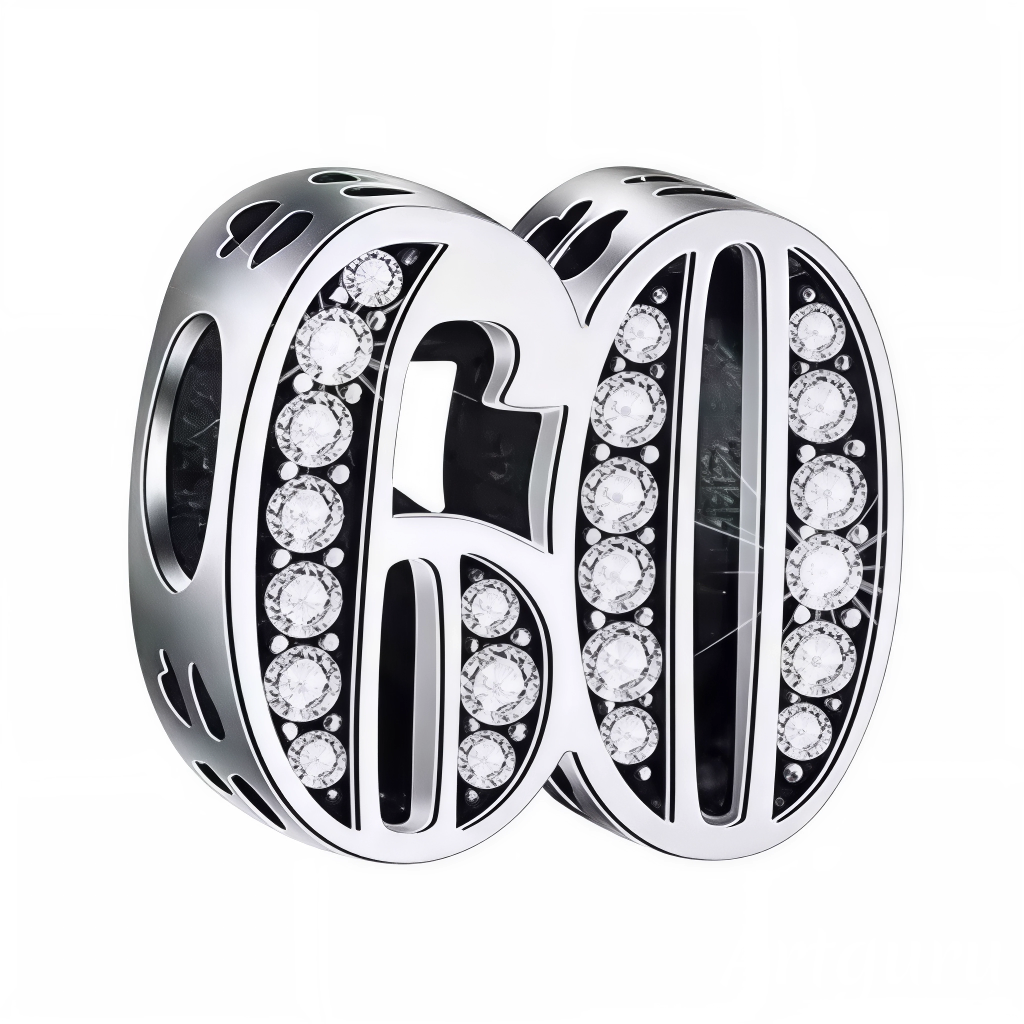 Sublimez votre bracelet avec ce charm en forme de chiffre "60", réalisé en argent 925 et orné de strass scintillants. Un bijou élégant et éclatant, parfait pour célébrer un anniversaire, un événement spécial ou marquer un chiffre significatif avec style.