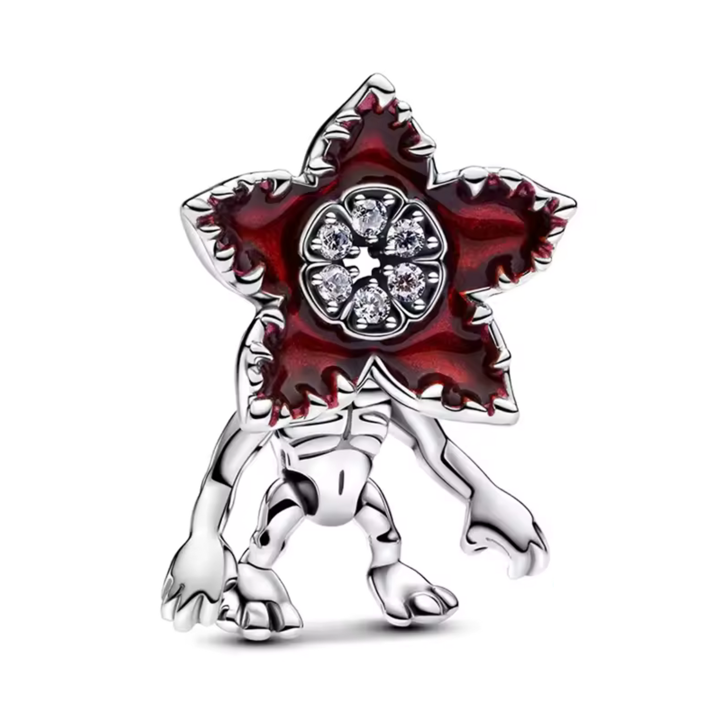 Ajoutez une touche de mystère et d'horreur à votre collection avec ce charm Démogorgon avec Diamant. Confectionné en métal et finement détaillé, ce charm représente le célèbre monstre, avec un éclat de diamant étincelant qui attire tous les regards. Ce bijou unique symbolise la puissance et l'intrigue, parfait pour les amateurs de l'univers fantastique et des récits d'horreur. Compatible avec les bracelets Pandora, ce charm apportera une note captivante et audacieuse à votre poignet.