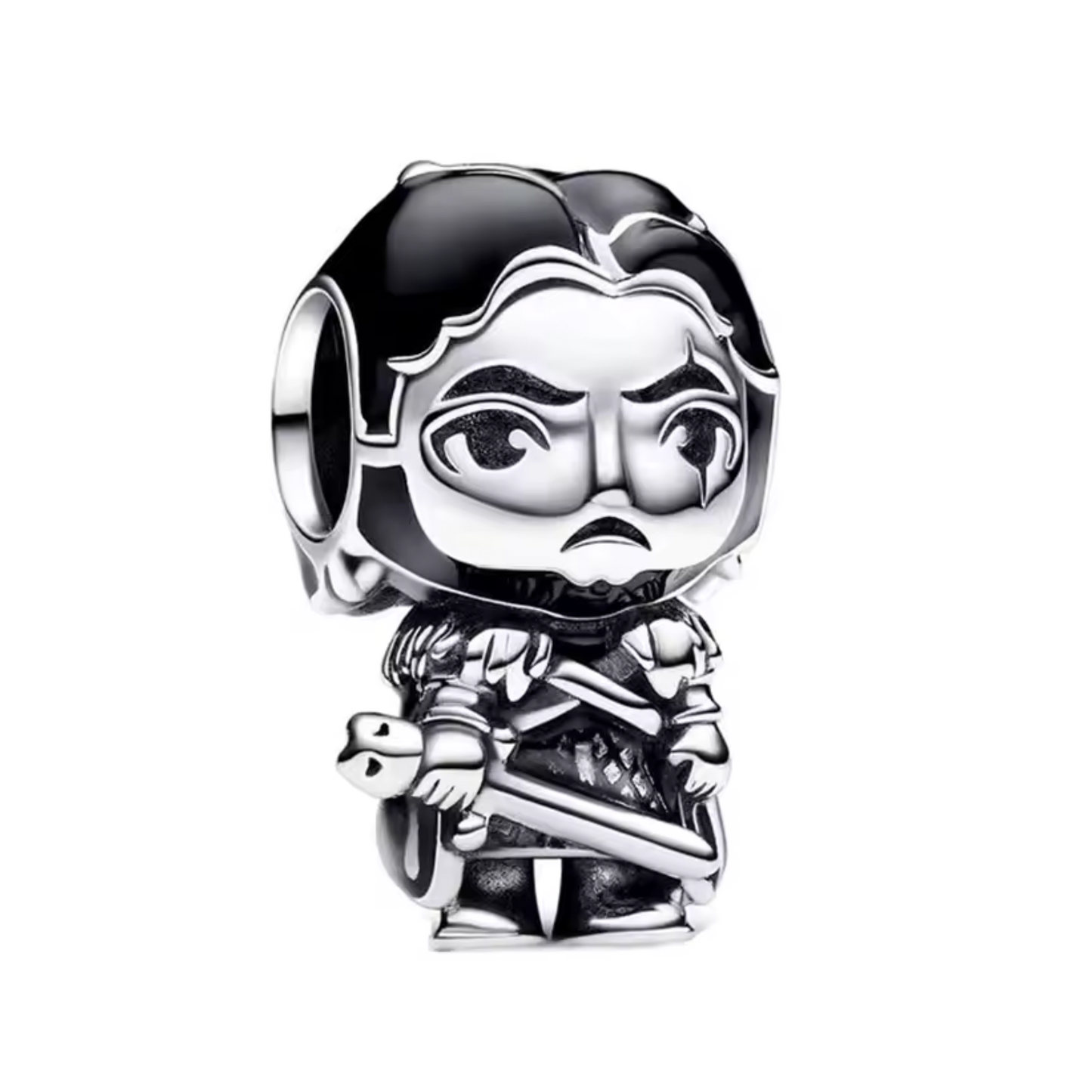 Ajoutez une touche de bravoure et de majesté à votre collection avec ce charm représentant Jon Snow, le roi du Nord. Fabriqué en argent sterling 925, ce charm de haute qualité est compatible avec tous les bracelets Pandora, garantissant une intégration parfaite à votre bijou préféré. Parfait pour les fans de Game of Thrones, ce charm capture l'essence du personnage emblématique avec des détails soigneusement travaillés, évoquant la puissance et la noblesse de Jon Snow.