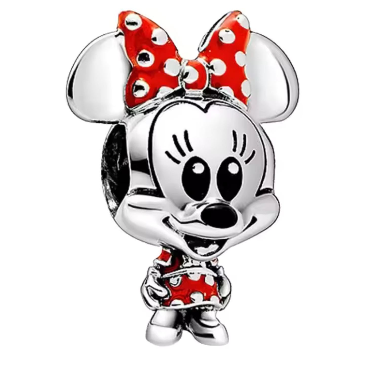 Ajoutez une touche de charme classique et de style à votre collection avec ce charm représentant Minnie Mouse dans sa robe emblématique à pois. Fabriqué en argent sterling 925, ce charm de haute qualité est compatible avec tous les bracelets Pandora, garantissant une intégration parfaite à votre bijou préféré. Parfait pour les fans de Minnie et de l'univers Disney, ce charm capture l'élégance et la joie de Minnie avec sa robe à pois rouges et son nœud assorti, ajoutant une note de glamour et de fantaisie à