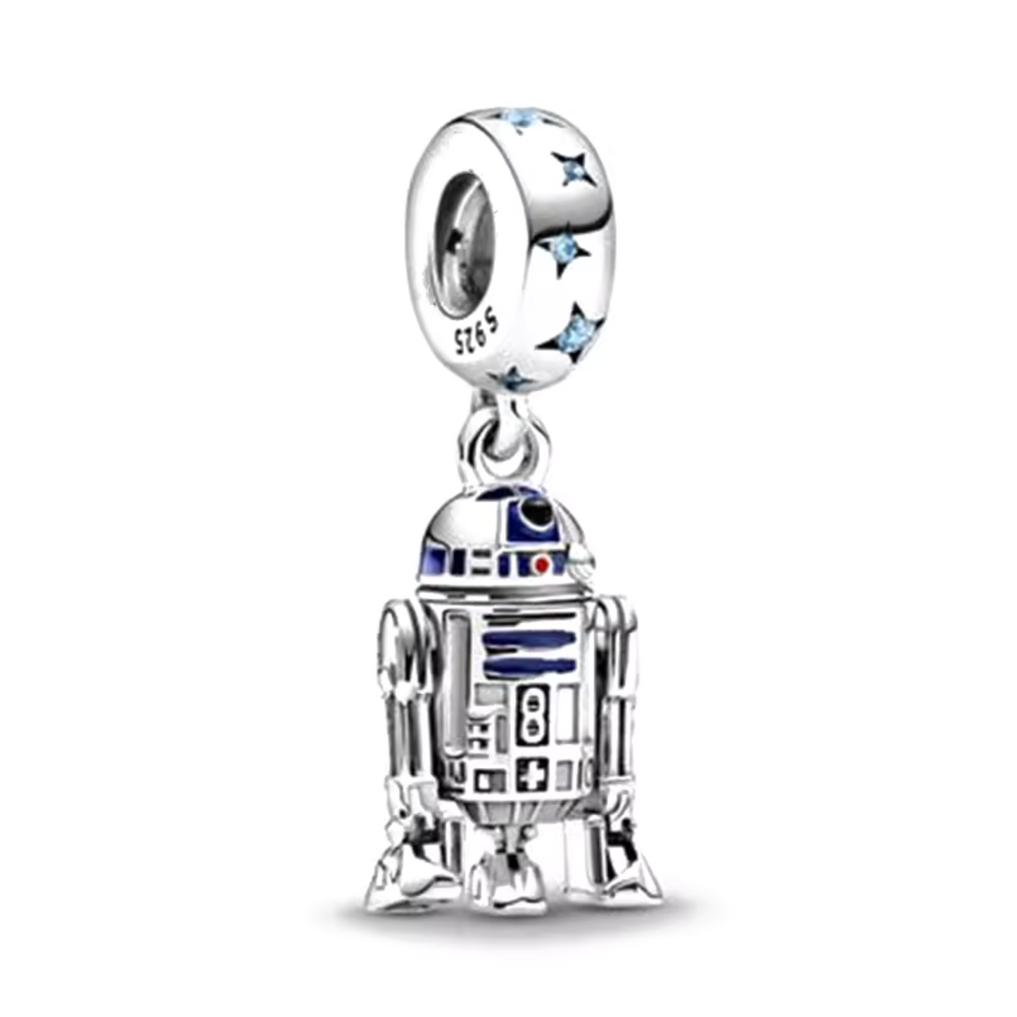 Ajoutez une touche d'aventure galactique à votre collection avec ce charm représentant R2-D2, le droïde astromécano emblématique de Star Wars. Conçu en argent sterling S925, ce charm capture avec précision les détails distinctifs et le design emblématique de R2-D2.