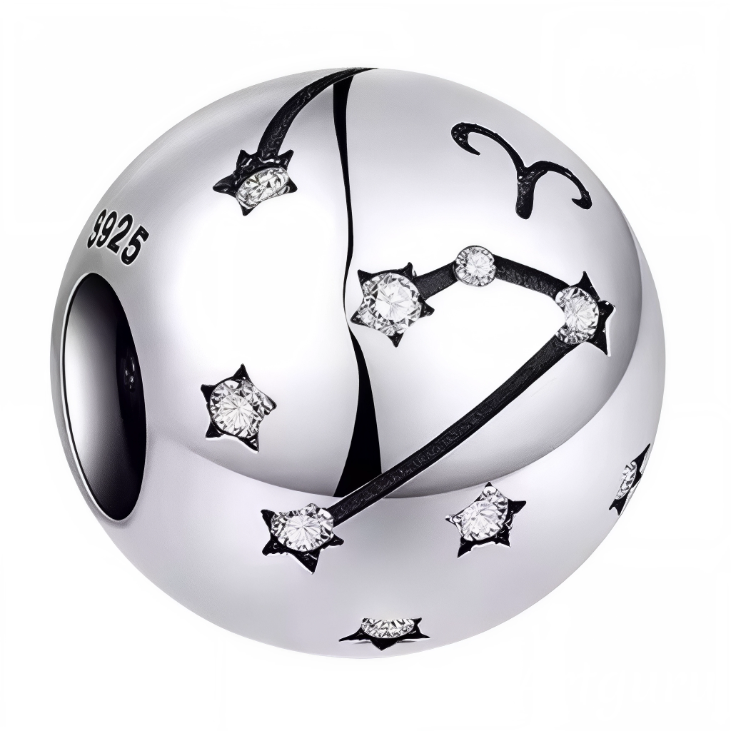 Affichez la force et l’audace du Bélier avec ce charm rond en argent 925, délicatement gravé de la constellation du signe. Ce bijou élégant et symbolique est idéal pour personnaliser votre bracelet ou offrir un cadeau unique à un passionné d’astrologie.