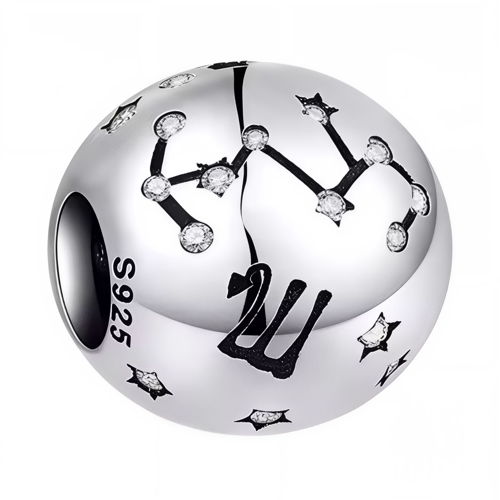 Affichez la puissance mystique du Scorpion avec ce charm rond en argent 925, orné d’une gravure précise de sa constellation. Ce bijou symbolique et élégant est parfait pour personnaliser votre bracelet ou offrir un cadeau unique à un passionné d’astrologie.