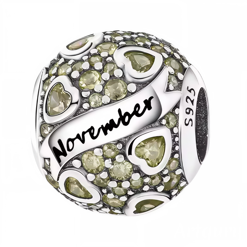 Célébrez votre mois de naissance avec éclat grâce à ce charm rond, orné de strass jaune clair lumineux, symbole du mois de novembre. Réalisé en argent 925, ce bijou raffiné est parfait pour personnaliser votre bracelet ou offrir un cadeau significatif à une personne née en novembre.