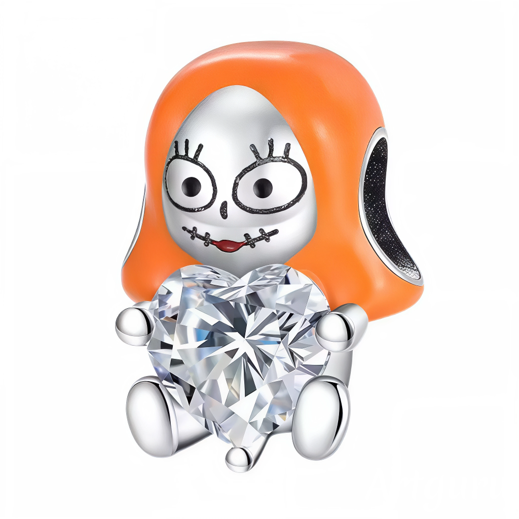 Apportez une touche poétique et gothique à votre bracelet avec ce charm en argent 925 représentant Sally, assise et tenant un cœur étincelant en cristal. Avec son design finement travaillé et ses couleurs éclatantes, ce bijou original séduira les fans de l’univers de L’Étrange Noël de Monsieur Jack et les amateurs de pièces délicates et expressives.