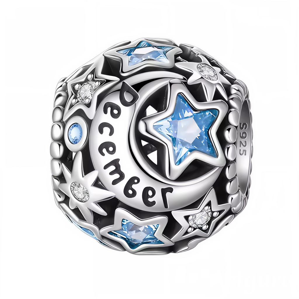 Célébrez la magie du mois de décembre avec ce charm en argent 925 orné d’étoiles délicatement serties de strass bleu clair scintillants. Un bijou élégant et raffiné, parfait pour personnaliser votre bracelet ou offrir un cadeau plein de fraîcheur et de douceur à une personne née en décembre.