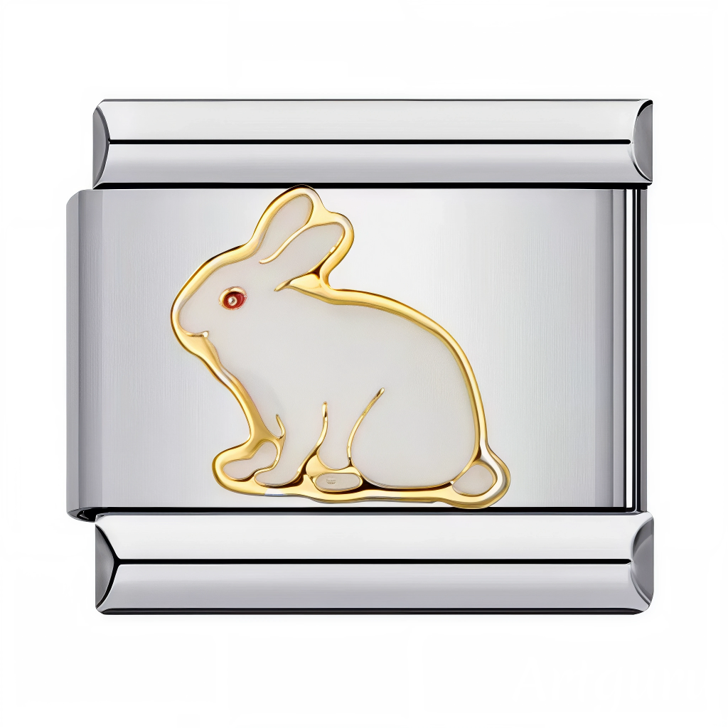 Ce charm italien en acier inoxydable argenté représente un lapin blanc élégant, mis en valeur par de subtils contours dorés. Parfait pour apporter une touche de douceur et de raffinement à votre bracelet, ce bijou aux finitions délicates est un incontournable pour les amoureux des animaux. Facile à fixer, il s’adapte à nos bracelets composés de 17 maillons extensibles et réglables, convenant à toutes les tailles de poignet.