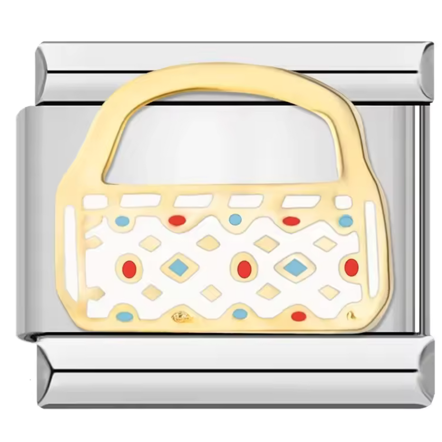 Ce charm italien élégant représente un panier finement travaillé, symbole de nature, simplicité et partage. Confectionné en acier inoxydable argenté de haute qualité, il séduit par ses détails soignés et son éclat durable. Facile à fixer, il s’adapte parfaitement à nos bracelets composés de 17 maillons extensibles et réglables, adaptés à tous les poignets. Compatible avec tous nos charms italiens, ce bijou intemporel apporte une touche authentique et chaleureuse à votre collection.