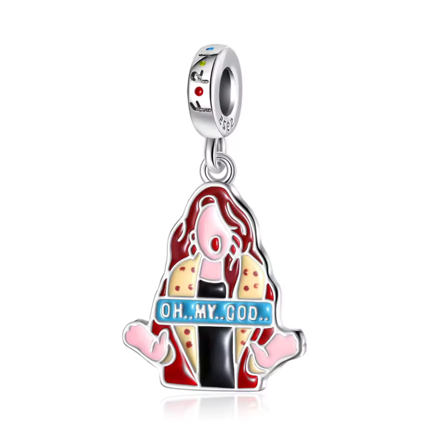 Revivez l’énergie éclatante de Janice dans Friends avec ce charm inspiré de son célèbre cri "Oh My God!". Ce bijou capture l’esprit exubérant et inoubliable de Janice, parfait pour les fans qui adorent les moments surprenants de la série.