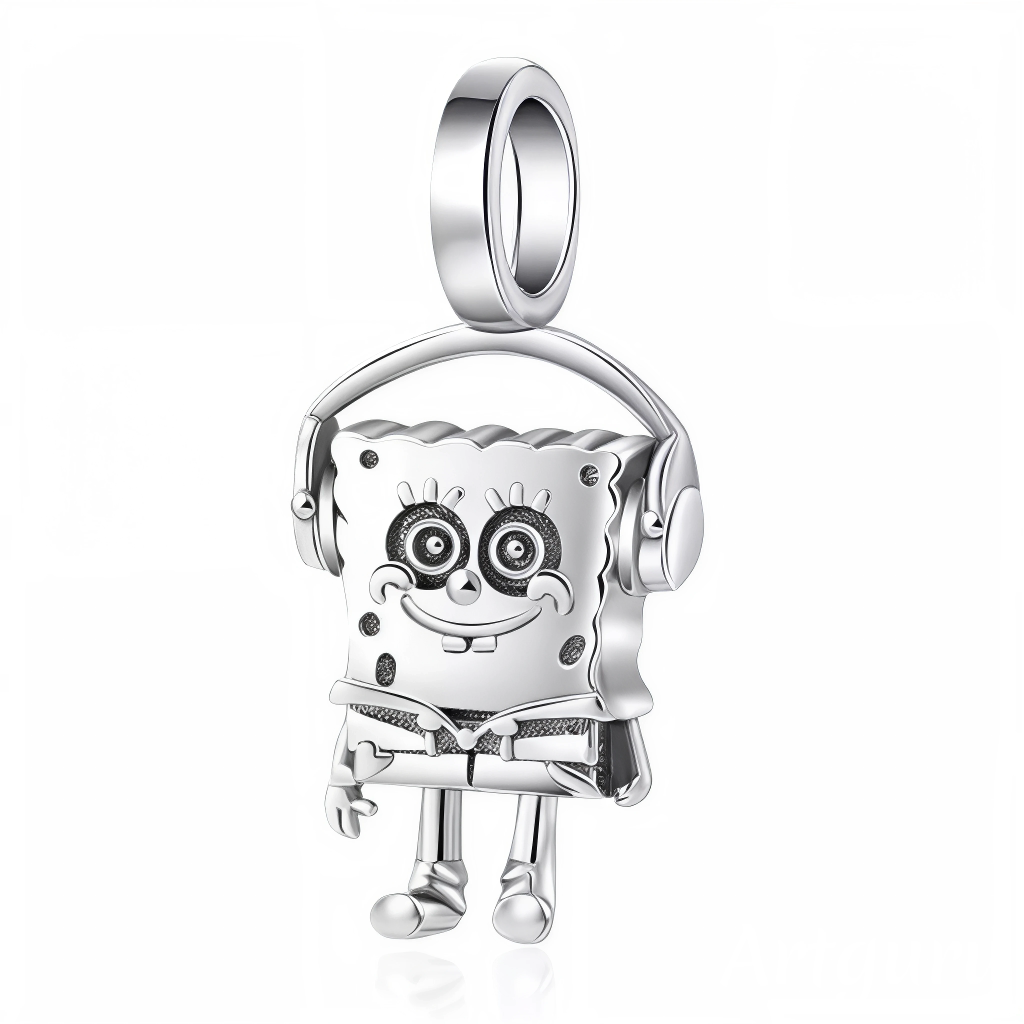 Laissez-vous emporter par le rythme avec ce charm pendentif en argent 925 représentant Bob l’Éponge avec un casque de musique. Fidèle à son style joyeux et délirant, ce bijou argenté est parfait pour les fans qui aiment mixer pop-culture et passion pour la musique. Une pièce tendance qui apportera une note fun et moderne à votre collection !
