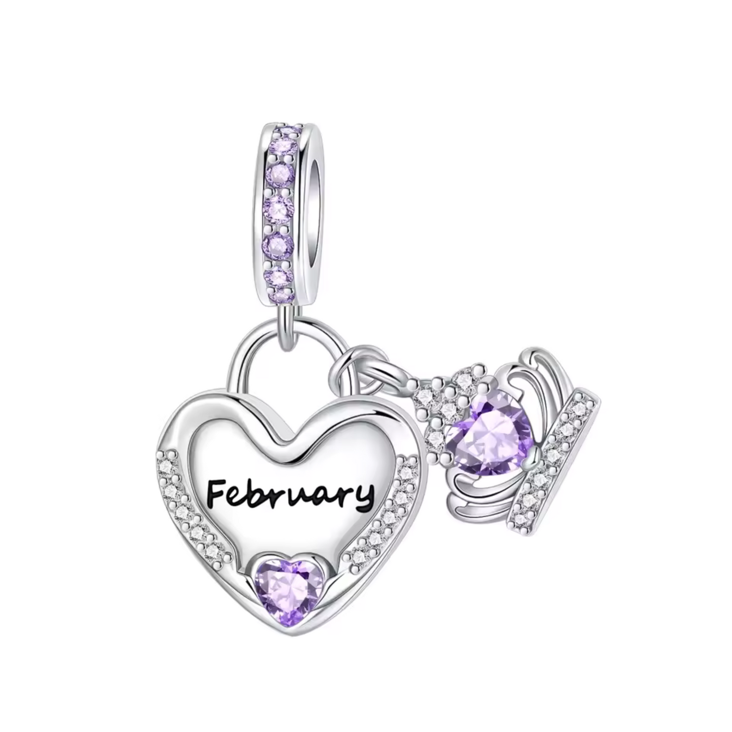 Célébrez la douceur de l’hiver avec ce charm pendentif en argent 925 en forme de cœur, délicatement orné de strass violets lumineux. Au centre, l’inscription « February » gravée ajoute une touche personnalisée, tandis que la pierre violette en forme de cœur symbolise la créativité et la sagesse. Ce charm pendentif est idéal pour marquer un anniversaire de février ou offrir un cadeau unique, riche en signification et en élégance.