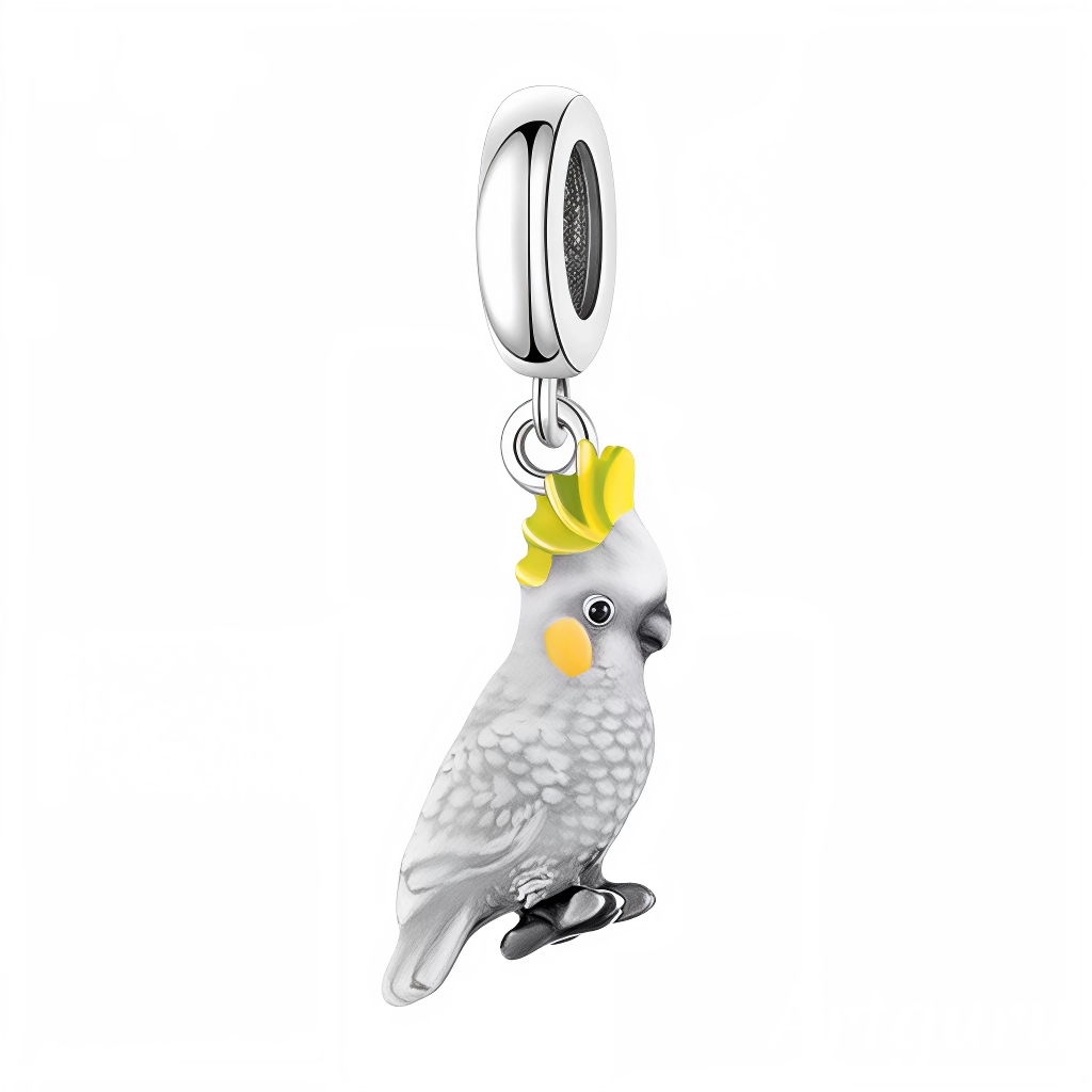 Apportez une touche exotique et colorée à votre collection avec ce charm pendentif en argent 925 représentant un cacatoès à la crête jaune éclatante. Finement sculpté, ce bijou capture l’élégance et la vivacité de cet oiseau tropical, avec des détails délicats et un éclat lumineux qui met en valeur sa crête emblématique. Parfait pour les amoureux de la nature et des animaux, ce charm est un véritable petit trésor plein de vie.