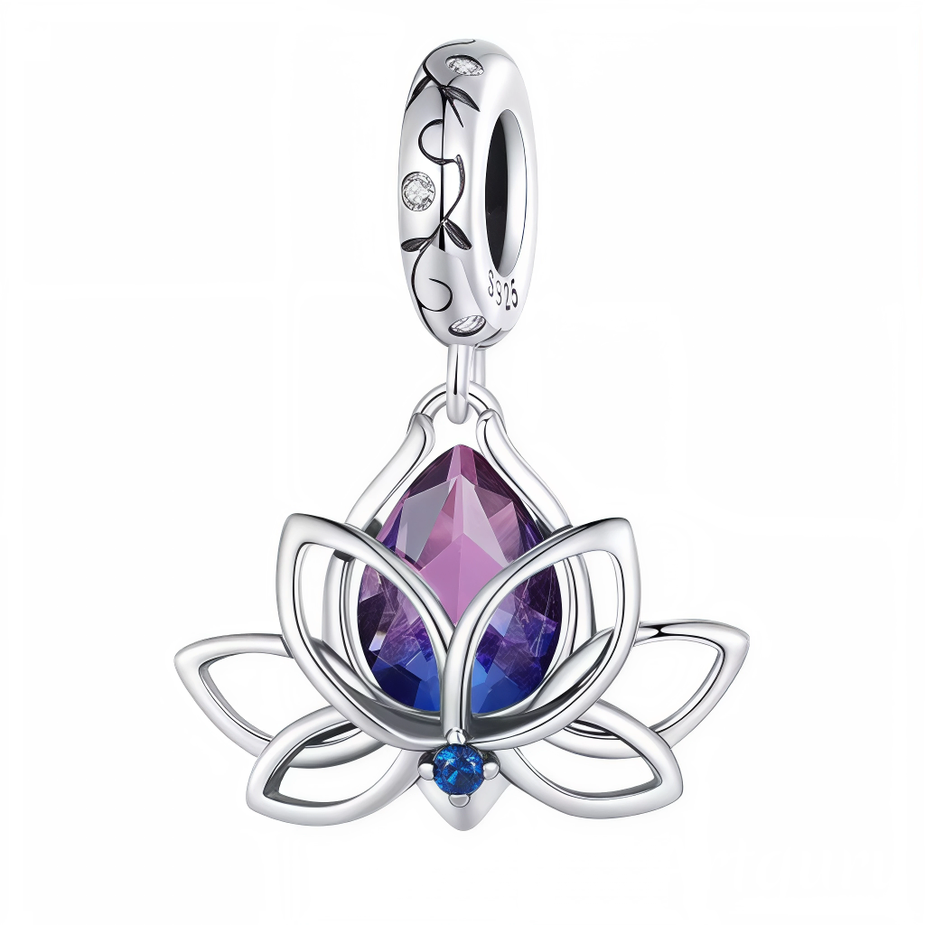 Charm en Argent 925 en forme de fleur de lotus, avec des détails violets et argentés pour une touche élégante et raffinée.
Caractéristiques
– Argent 925
– Forme : Fleur de lotus
– Couleurs : Violet et argenté
– Style : Élégant et raffiné