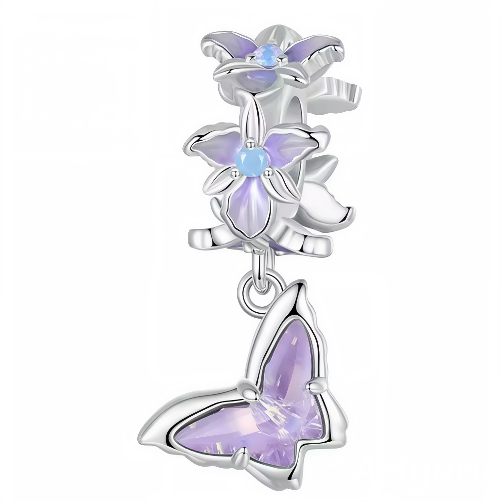 Un charm pendentif en Argent 925 représentant un papillon violet délicat, avec un anneau décoré de petites fleurs d’iris. Un bijou élégant et poétique pour apporter une touche florale à votre bracelet.
Caractéristiques
– Matière : Argent 925
– Design : Papillon violet avec anneau orné d’iris
– Style : Raffiné, poétique et féminin