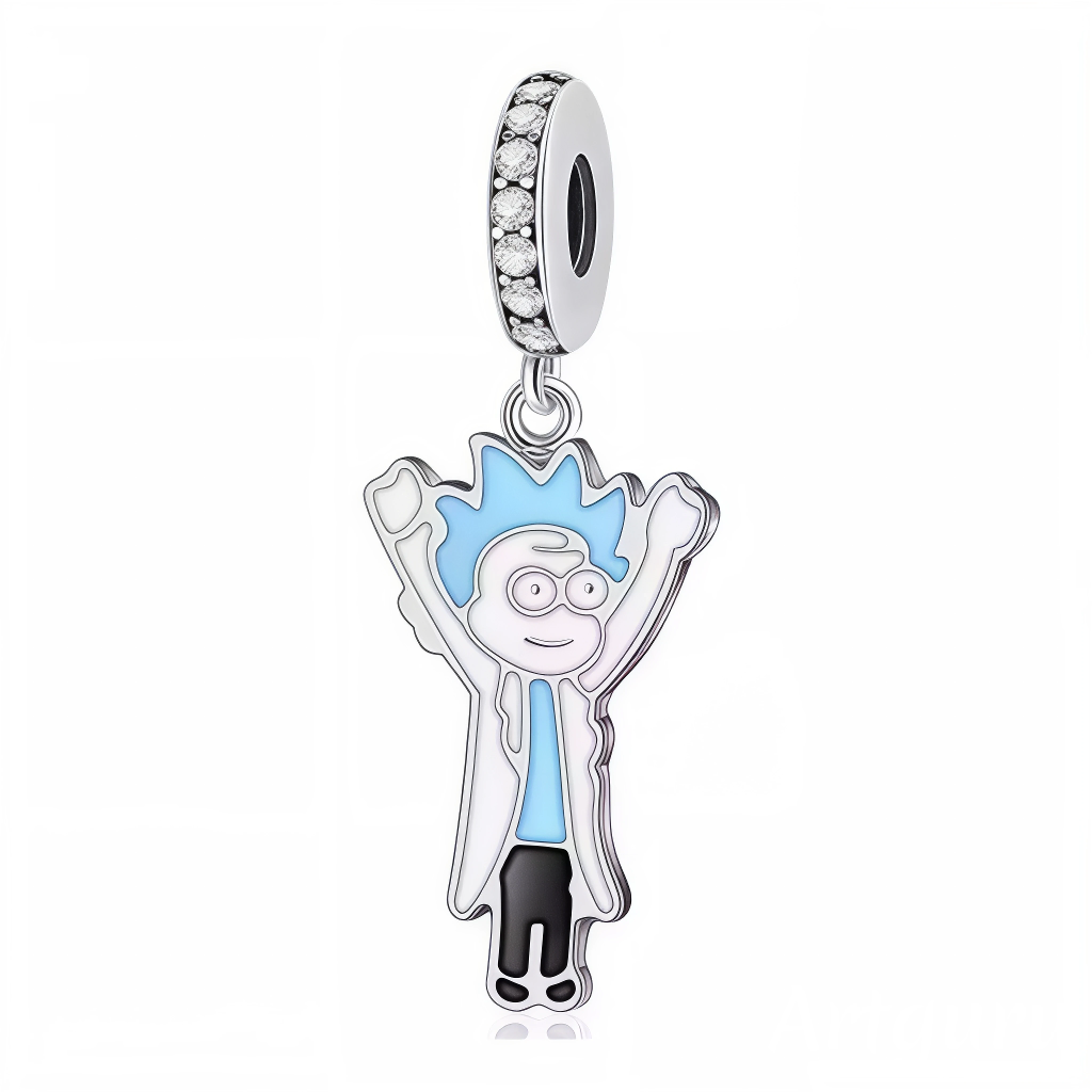 Affichez votre joie interdimensionnelle avec ce charm pendentif en argent 925 représentant Rick Sanchez en pleine extase cosmique, les bras levés au ciel. Fidèle à l’esprit provocateur de Rick et Morty, ce bijou capture un rare moment d’euphorie chez le célèbre scientifique fou. Parfait pour celles et ceux qui veulent célébrer la folie joyeuse et le génie incontrôlable de Rick.