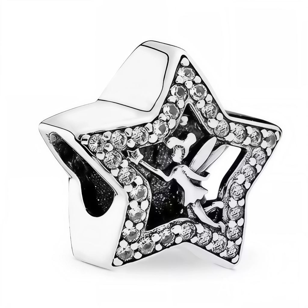 Apportez une touche de magie à votre collection avec ce charm en Argent 925 représentant une étoile et Fée Clochette, décoré de strass scintillants. Un bijou enchanteur qui illumine vos bracelets ou colliers avec élégance et fantaisie.
Caractéristiques
– Matière : Argent 925
– Design : Étoile et Fée Clochette finement détaillées
– Coloris : Argenté brillant avec strass scintillants
– Style : Féérique, élégant et fantaisiste