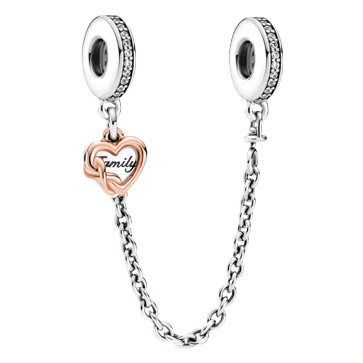 Chaîne de Sécurité Cœur Or avec Inscription "Family" – Tendresse et Protection