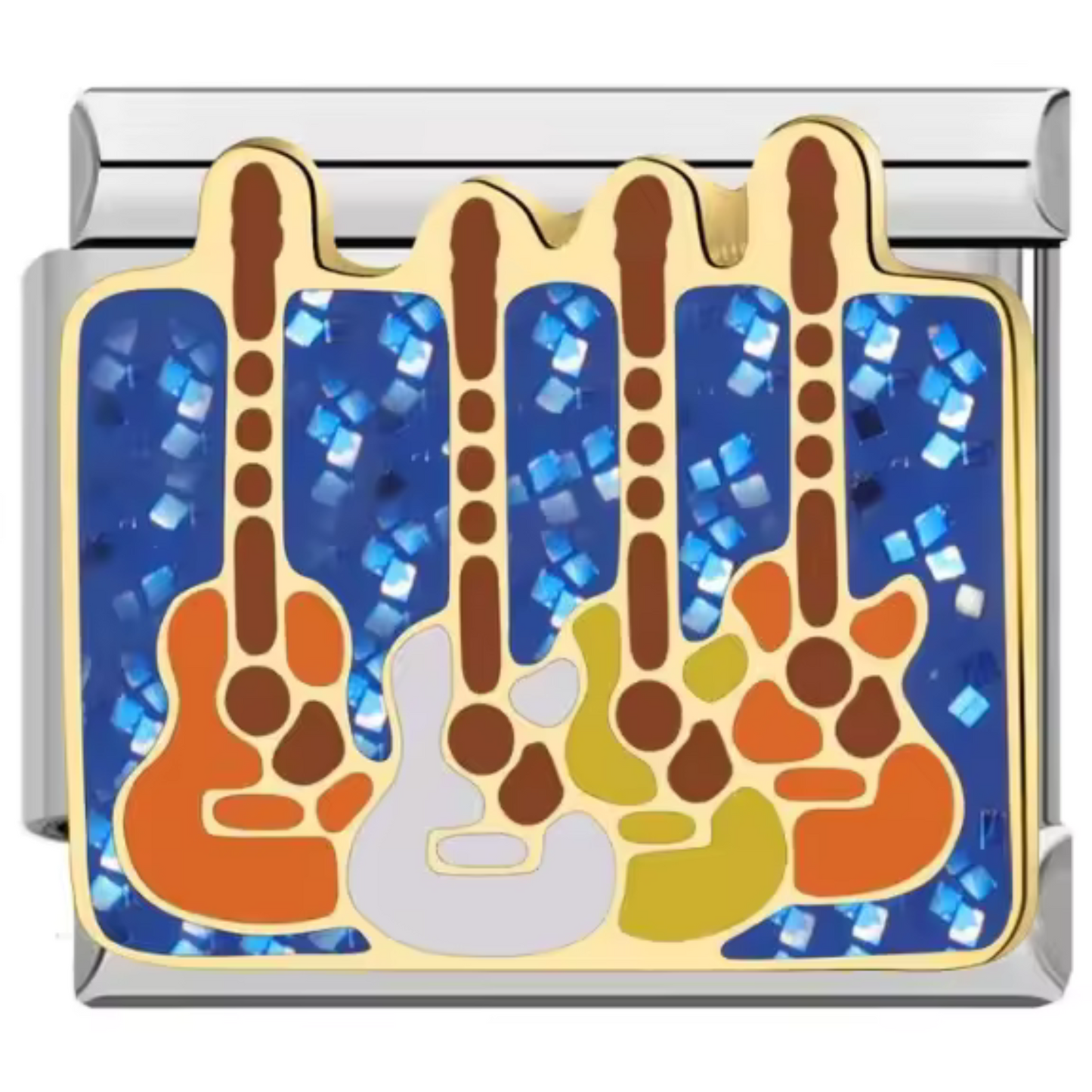 Silberner italienischer Charm – Gitarre