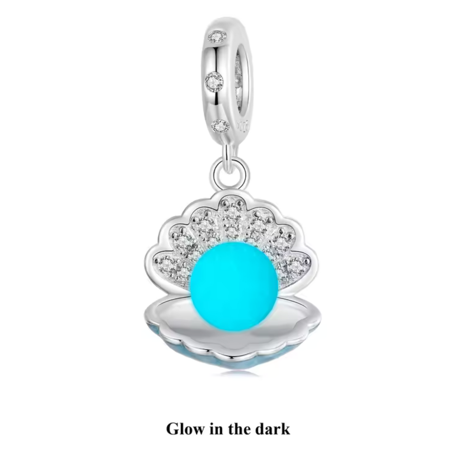 Shell pendant charm with pearl - "Glow in the Dark"