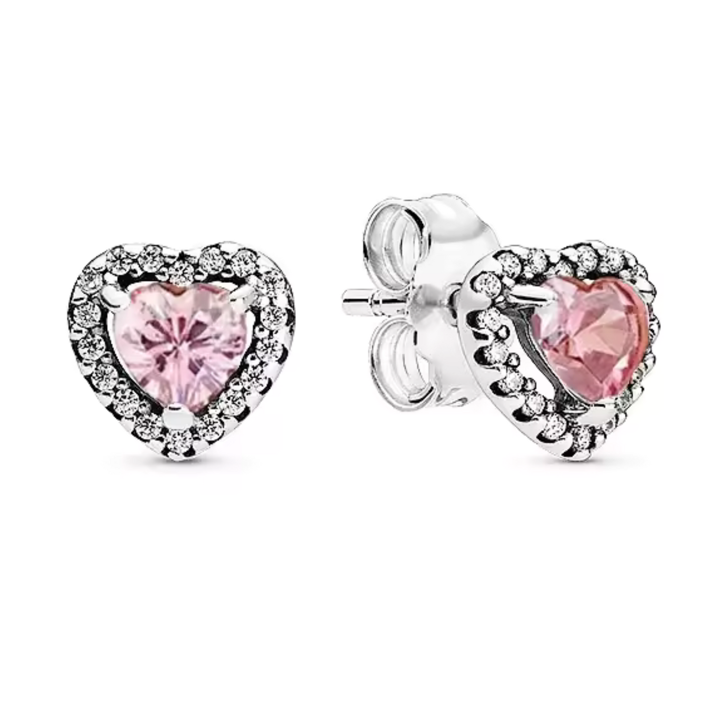 Pink Heart Earrings – Soft Rhinestones and Feminine Sparkle