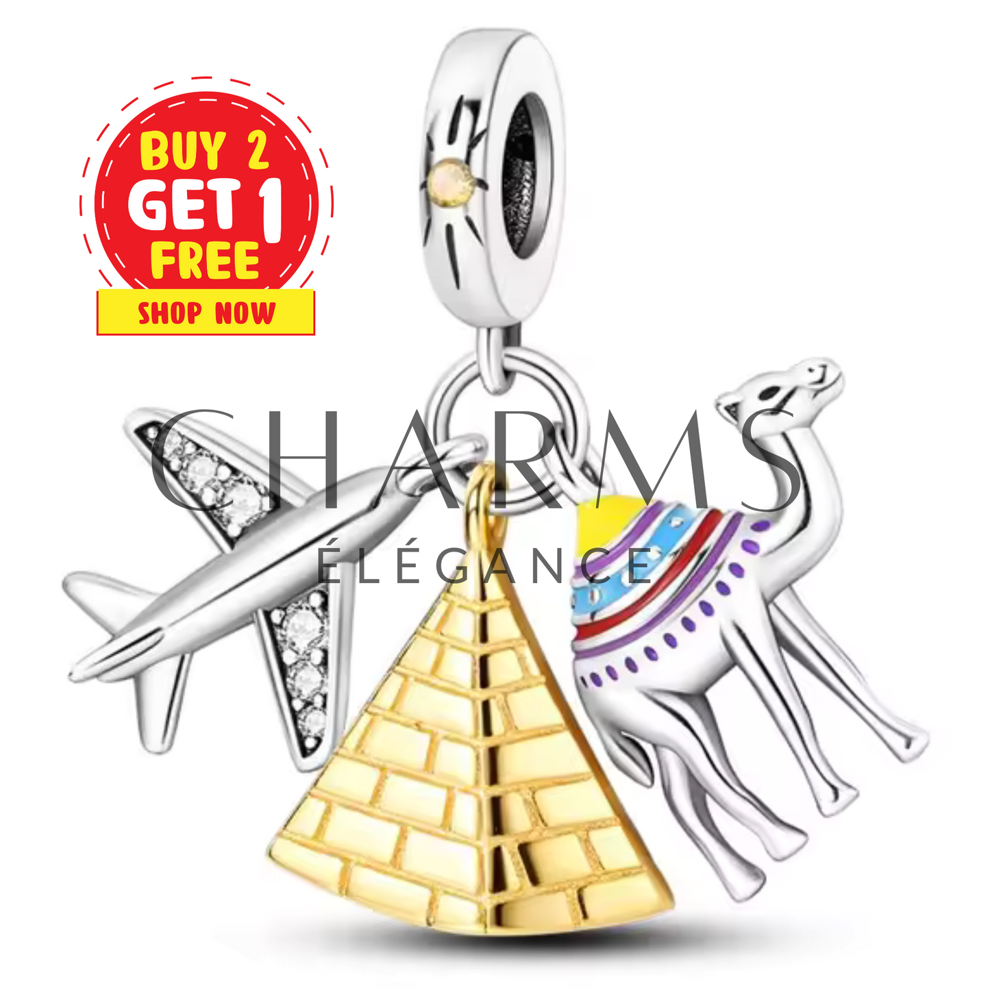 Dromedary, Pyramid and Airplane Charm