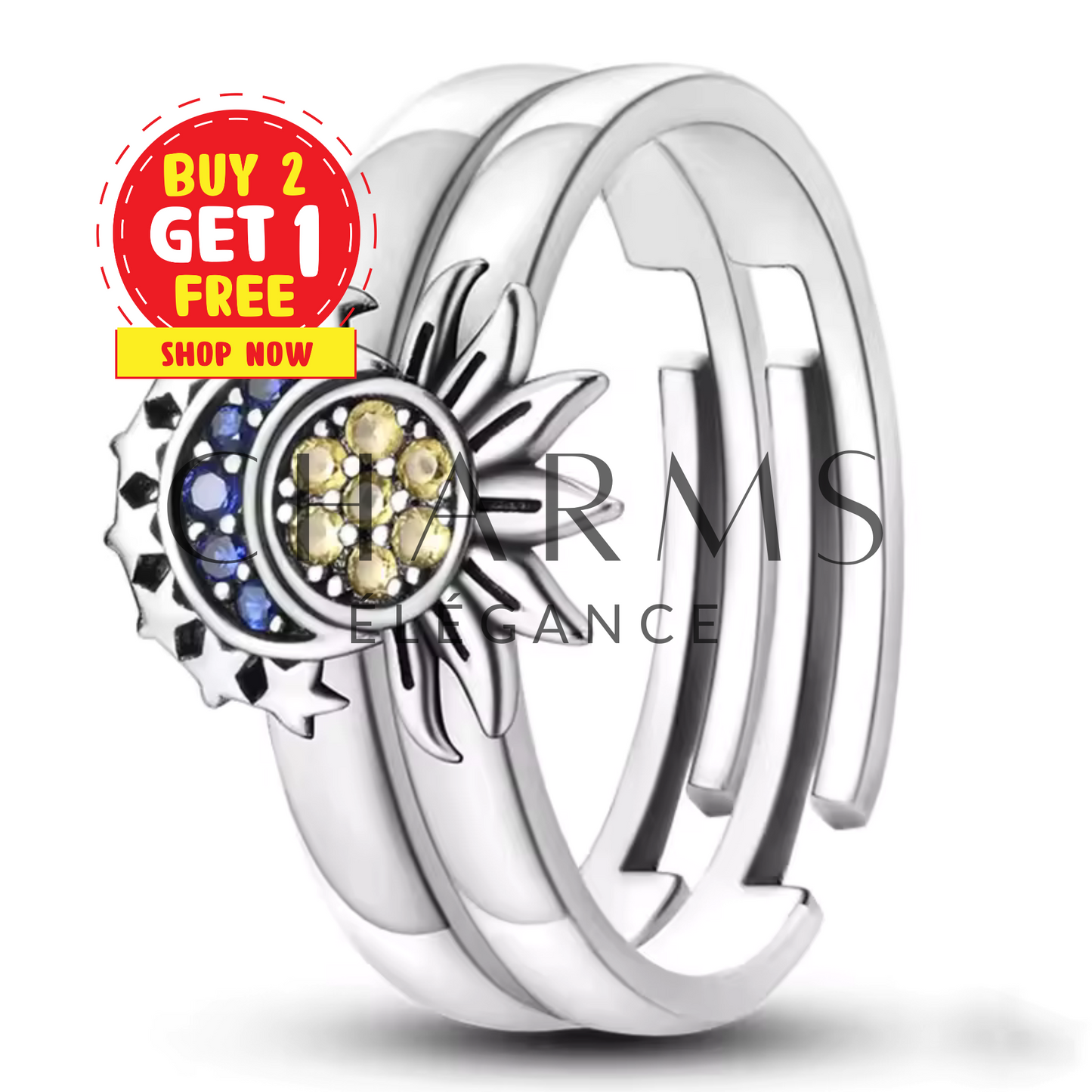 Bague Soleil et Lune – Harmonie Cosmique et Élégance Intemporelle