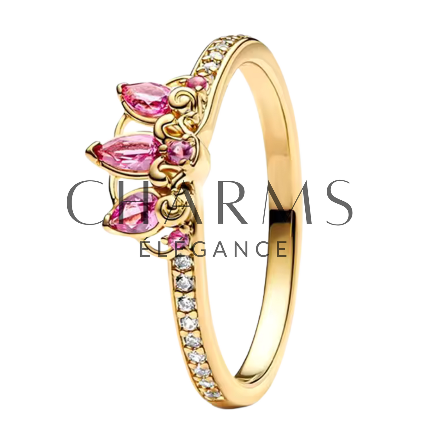 Bague Dorée et Rose Inspiration Raiponce – Magie et Éclat des Cheveux d'Or