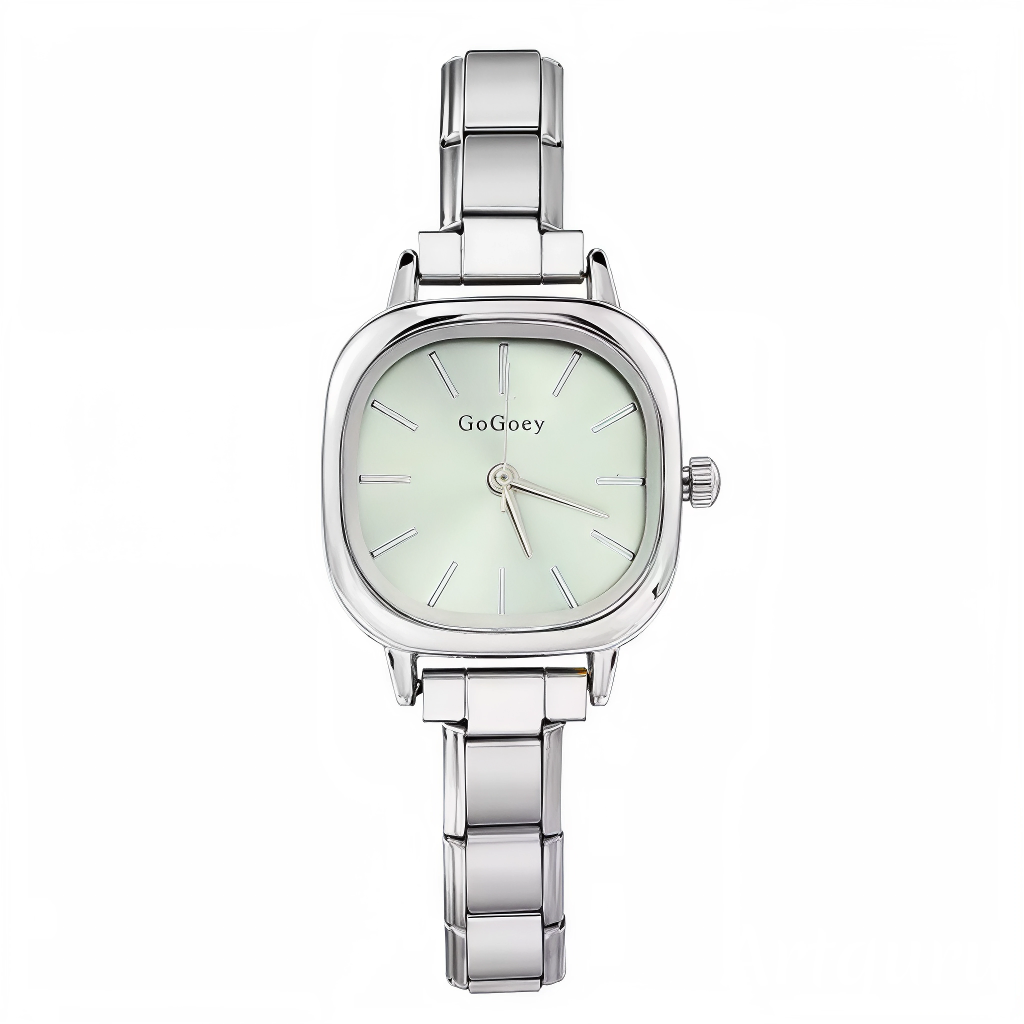 Apportez une touche d’originalité et de fraîcheur à votre poignet avec cette montre femme carrée en acier inoxydable argenté. Son cadran vert clair au format carré de 25 mm combine élégance moderne et raffinement, tandis que son bracelet est compatible avec tous les charms italiens de notre catalogue, pour une personnalisation sur-mesure.