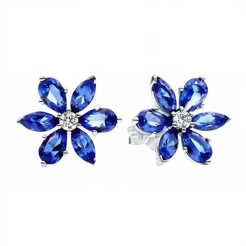Blue Flower Earrings – 925 Silver | Frozen Elegance Inspired by Elsa
