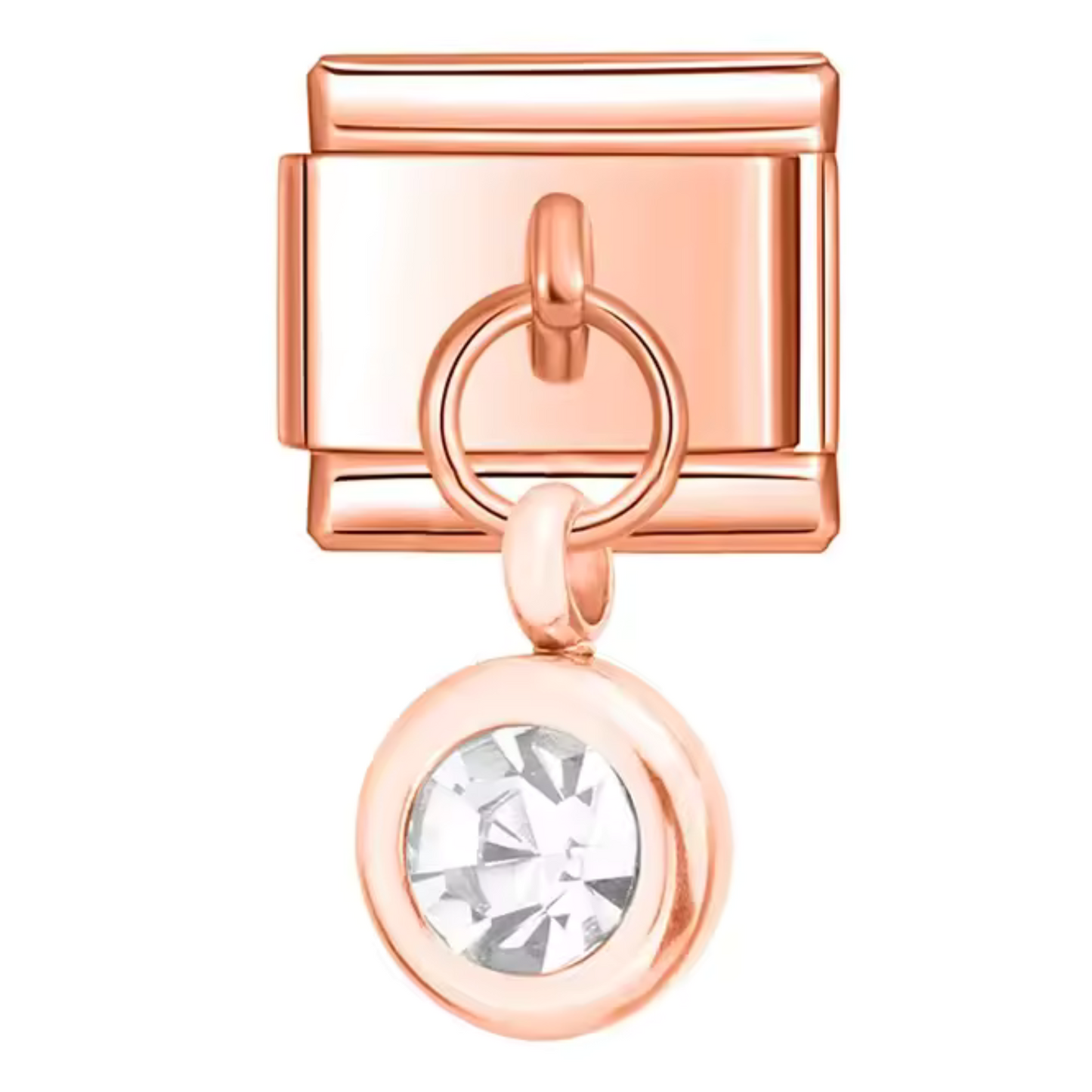 Italienischer Charm-Anhänger in Roségold – Geburtsstein