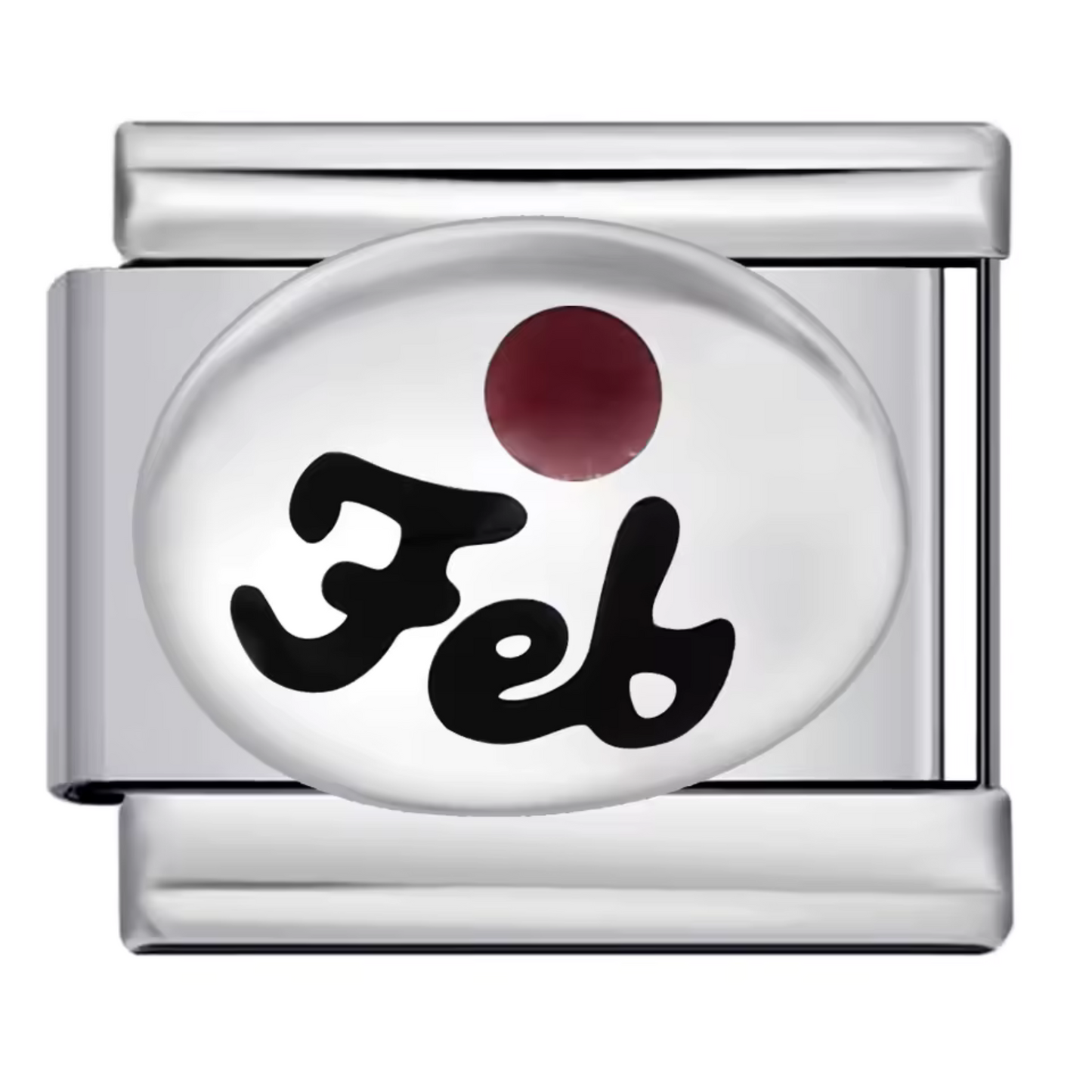Silberner italienischer Charm – Geburtsstein und Monat