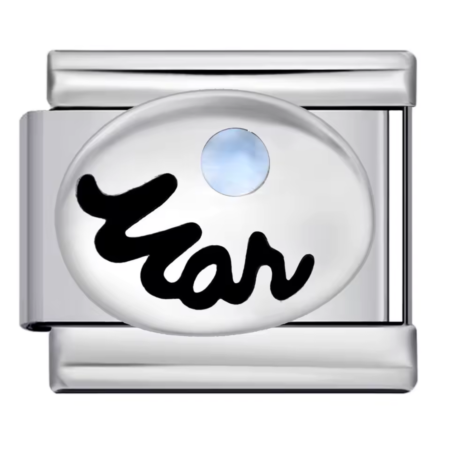 Silberner italienischer Charm – Geburtsstein und Monat