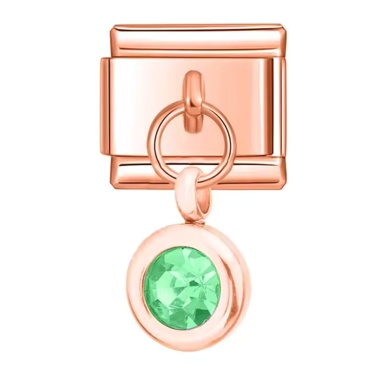 Italienischer Charm-Anhänger in Roségold – Geburtsstein