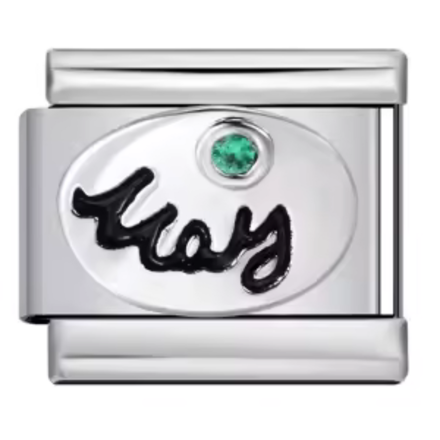 Silberner italienischer Charm – Geburtsstein und Monat
