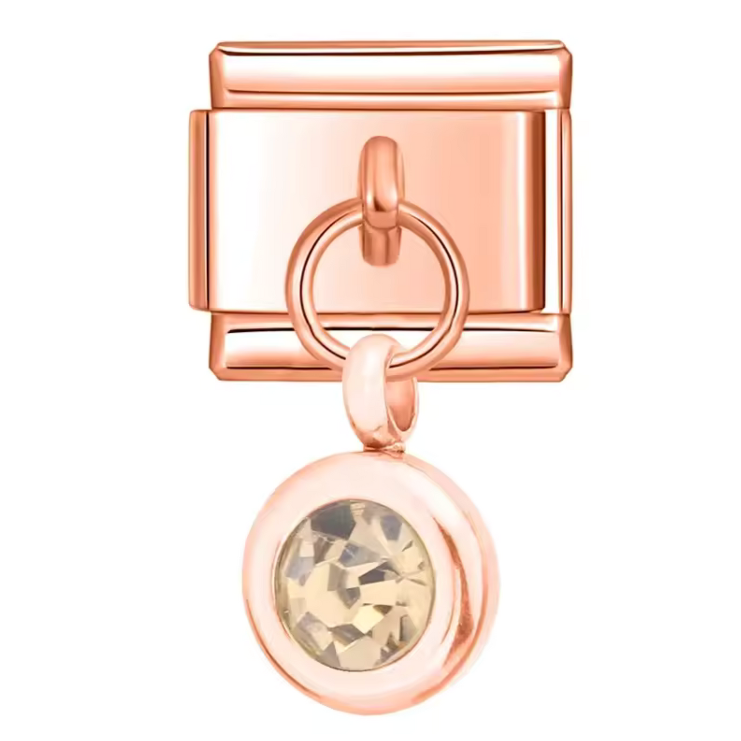 Italienischer Charm-Anhänger in Roségold – Geburtsstein