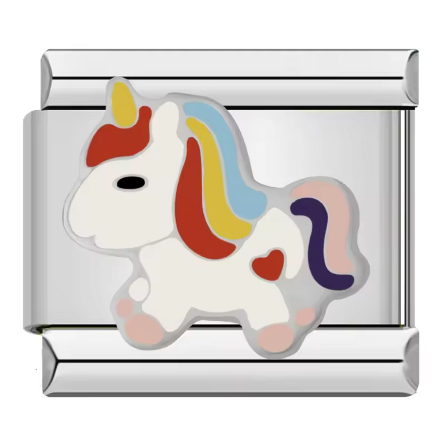 Silberner italienischer Charm – Einhorn