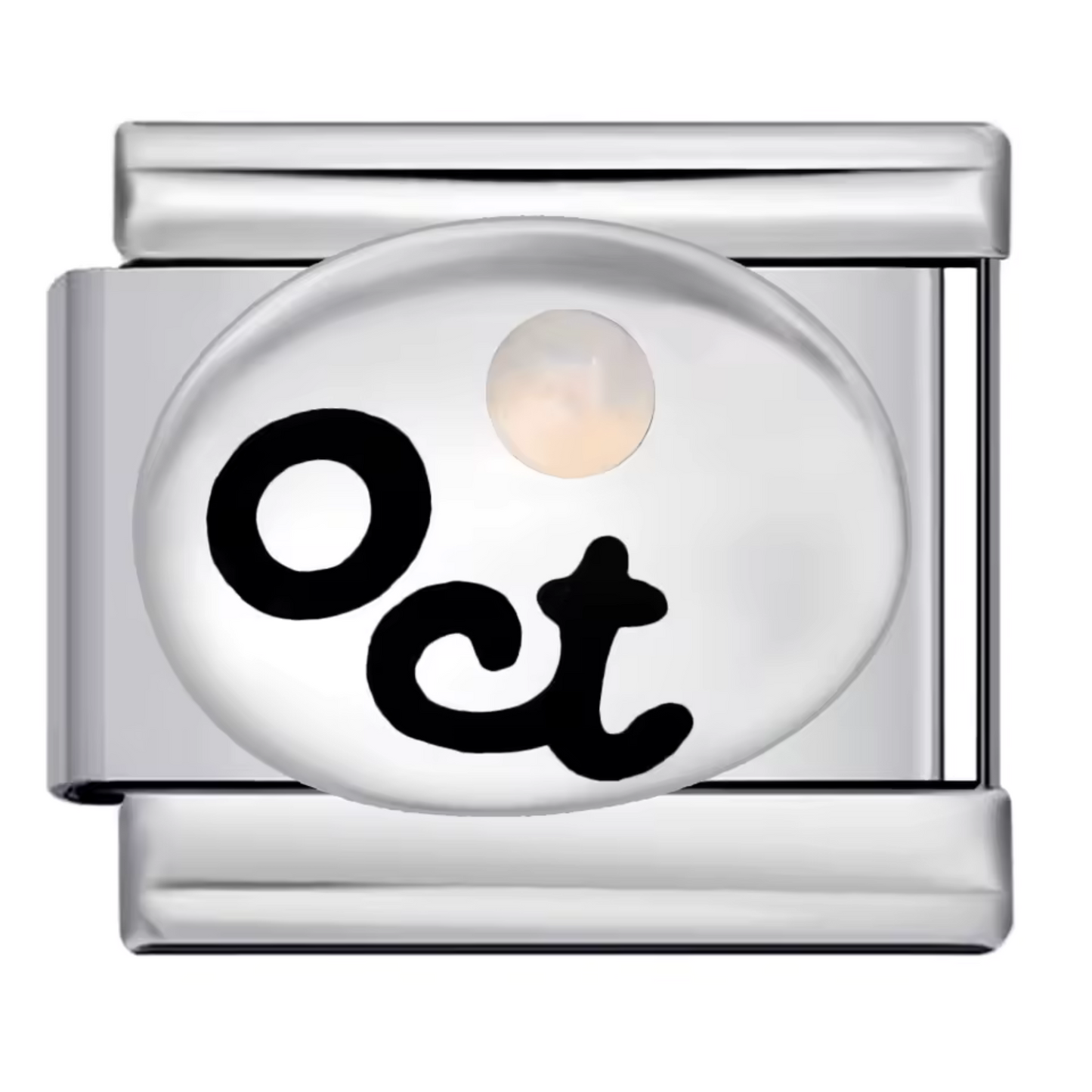 Silberner italienischer Charm – Geburtsstein und Monat