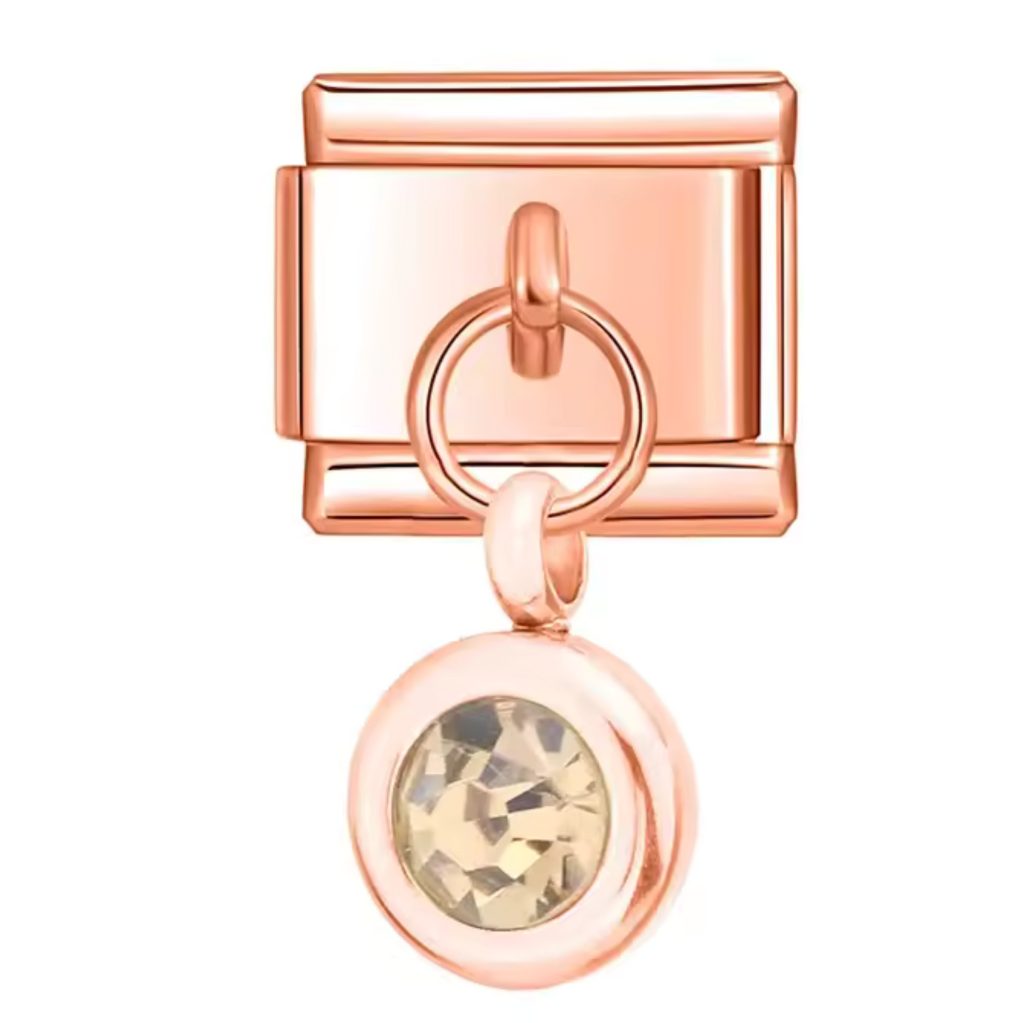 Italienischer Charm-Anhänger in Roségold – Geburtsstein