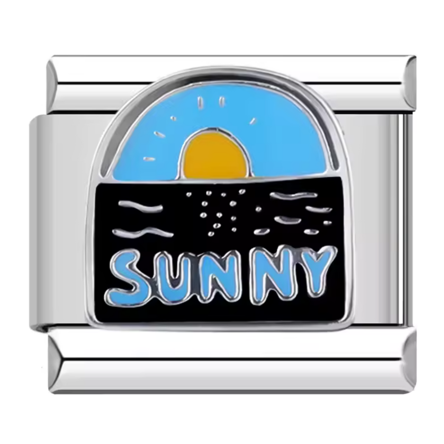 Charm Italien Argenté – “Sunny” avec Coucher de Soleil