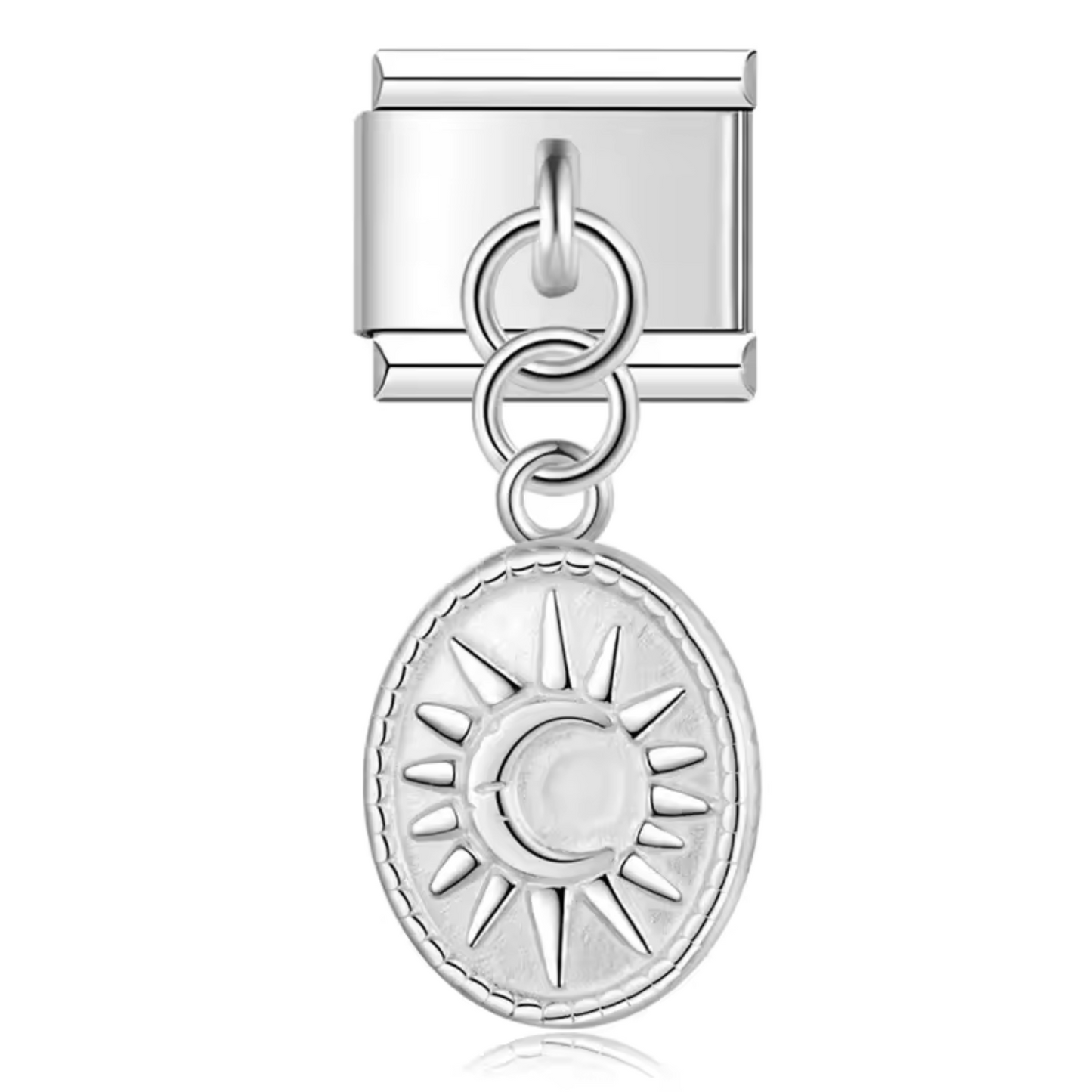 Italienischer Charme – Silberner Anhänger mit Sonne- und Mondmedaillon
