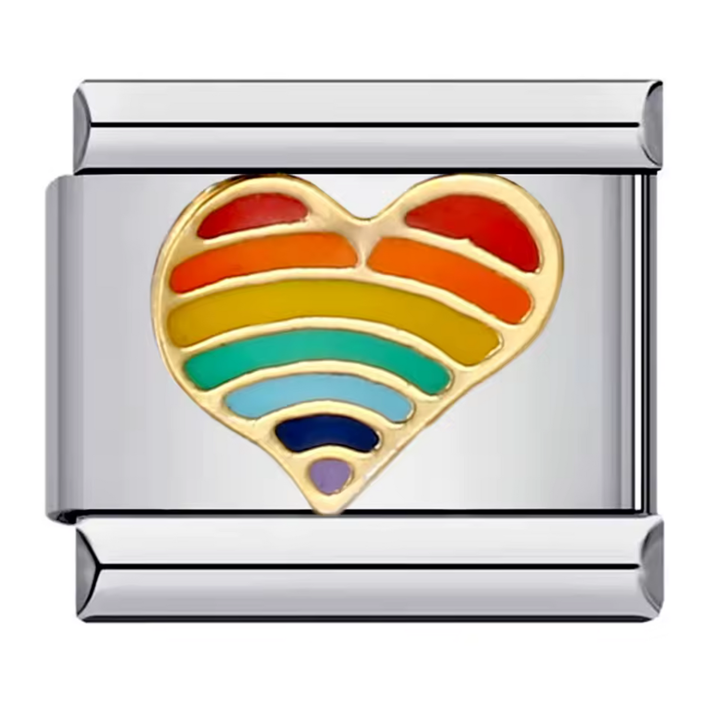 Silver Italian Charm – Multicolor Heart