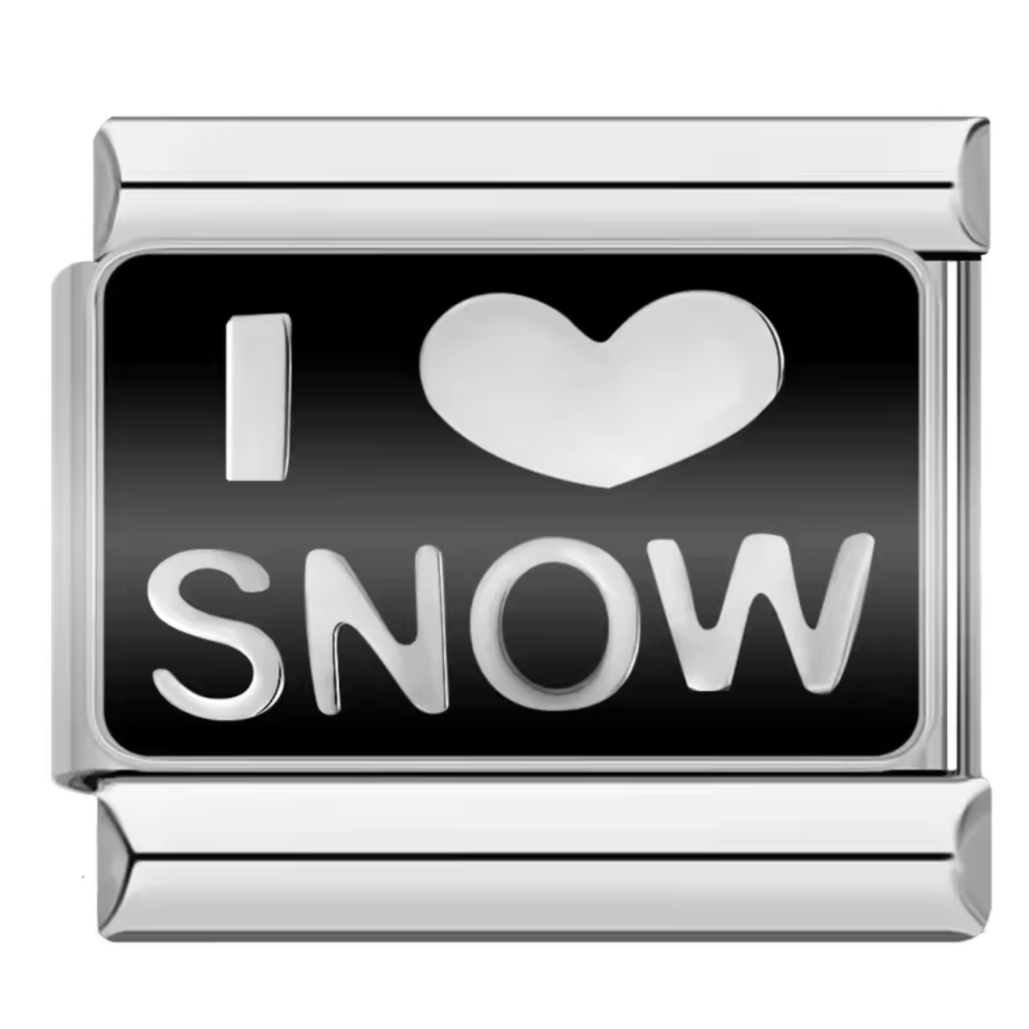 Silver Italian Charm – "I Love Snow"