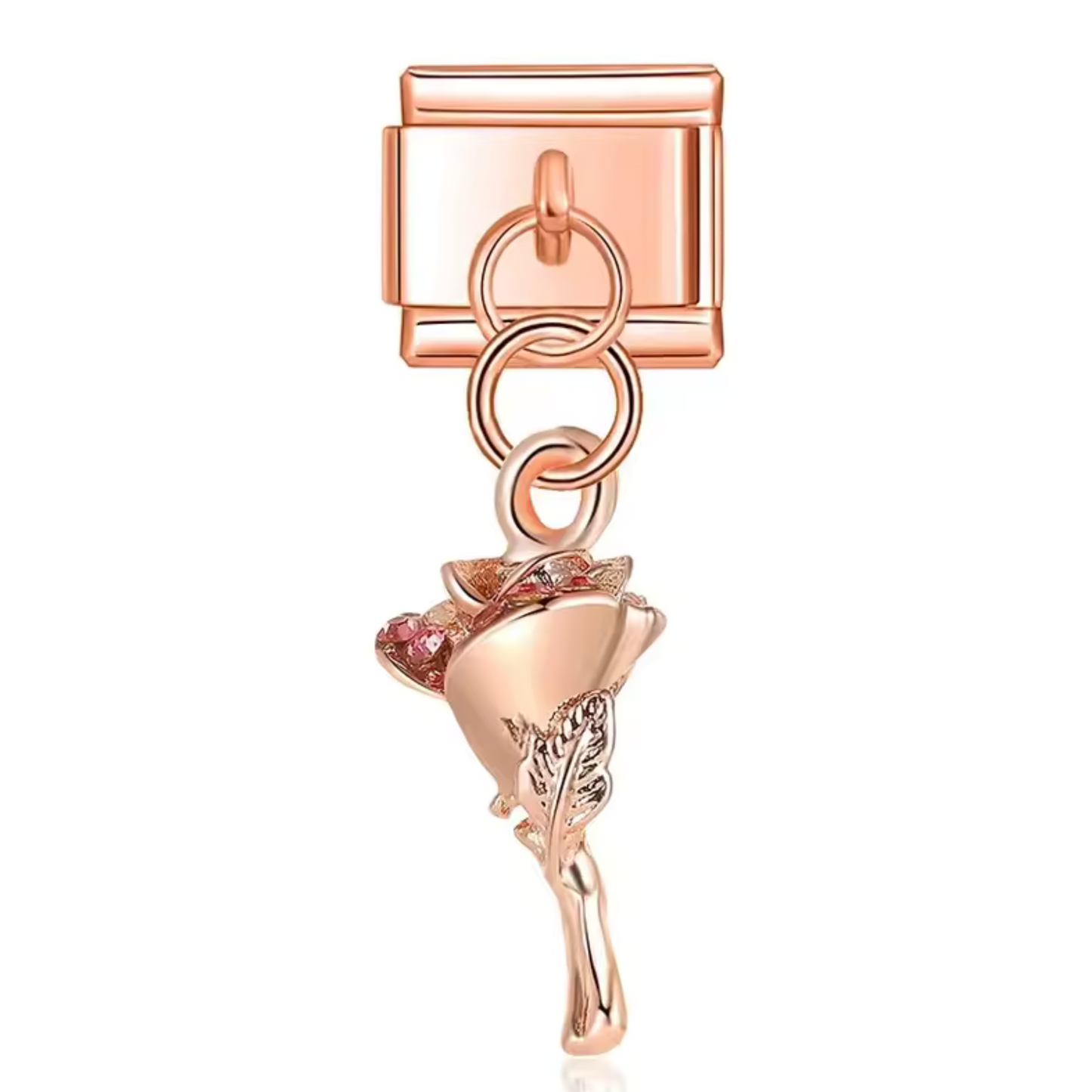 Italian Charm Pendant Rose Gold Color – Bouquet of Flowers