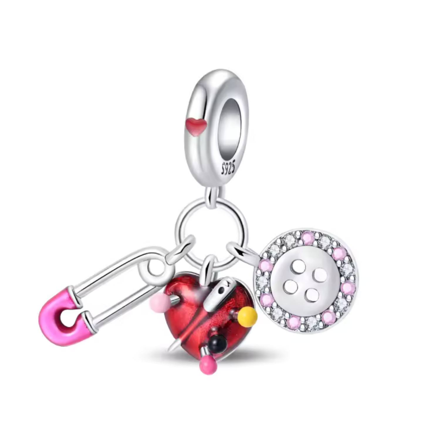 Charm Couture Précieuse – Anstecknadel, Nadel, Herz und Knopf
