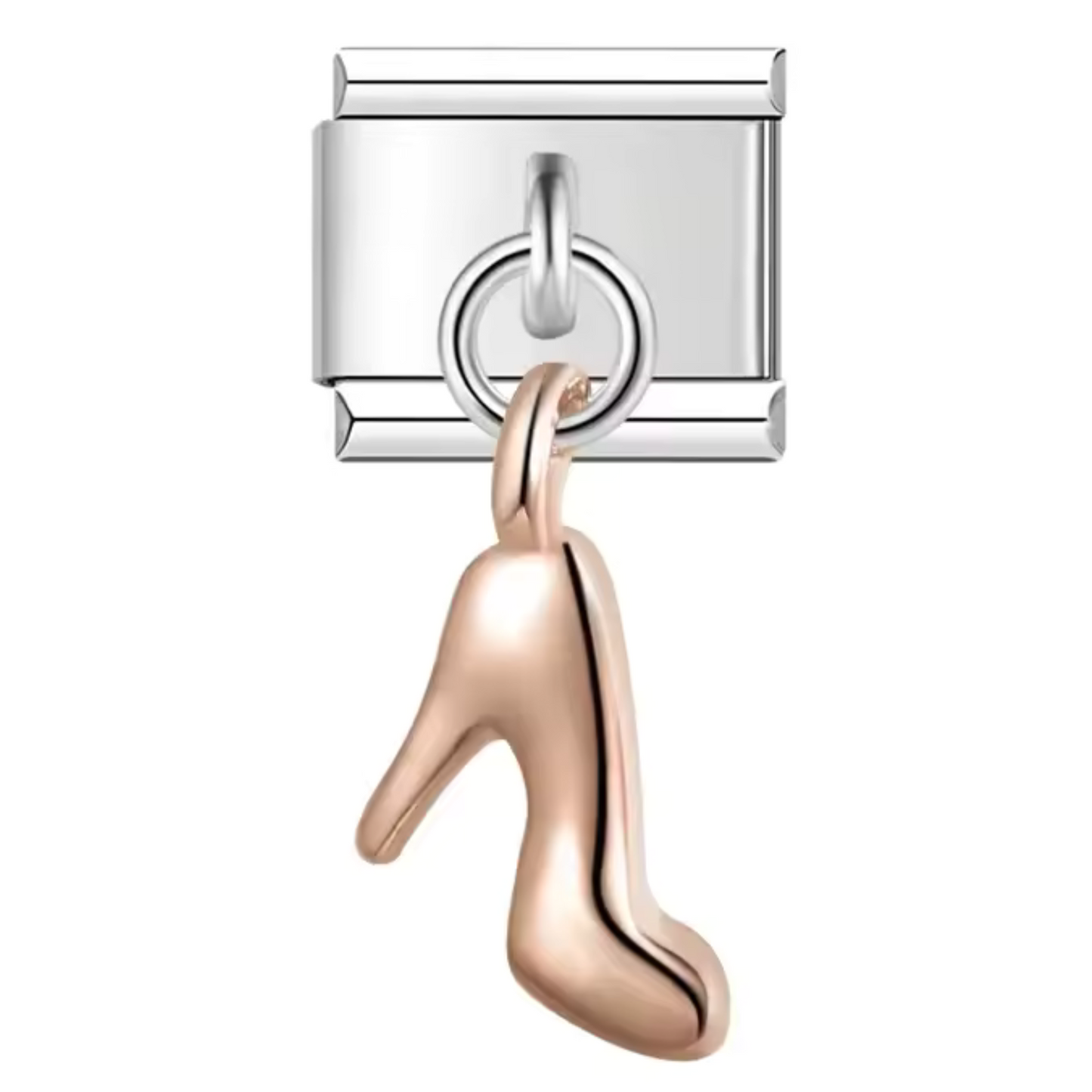 Italian Charm Silver Pendant – Rose Gold Heel