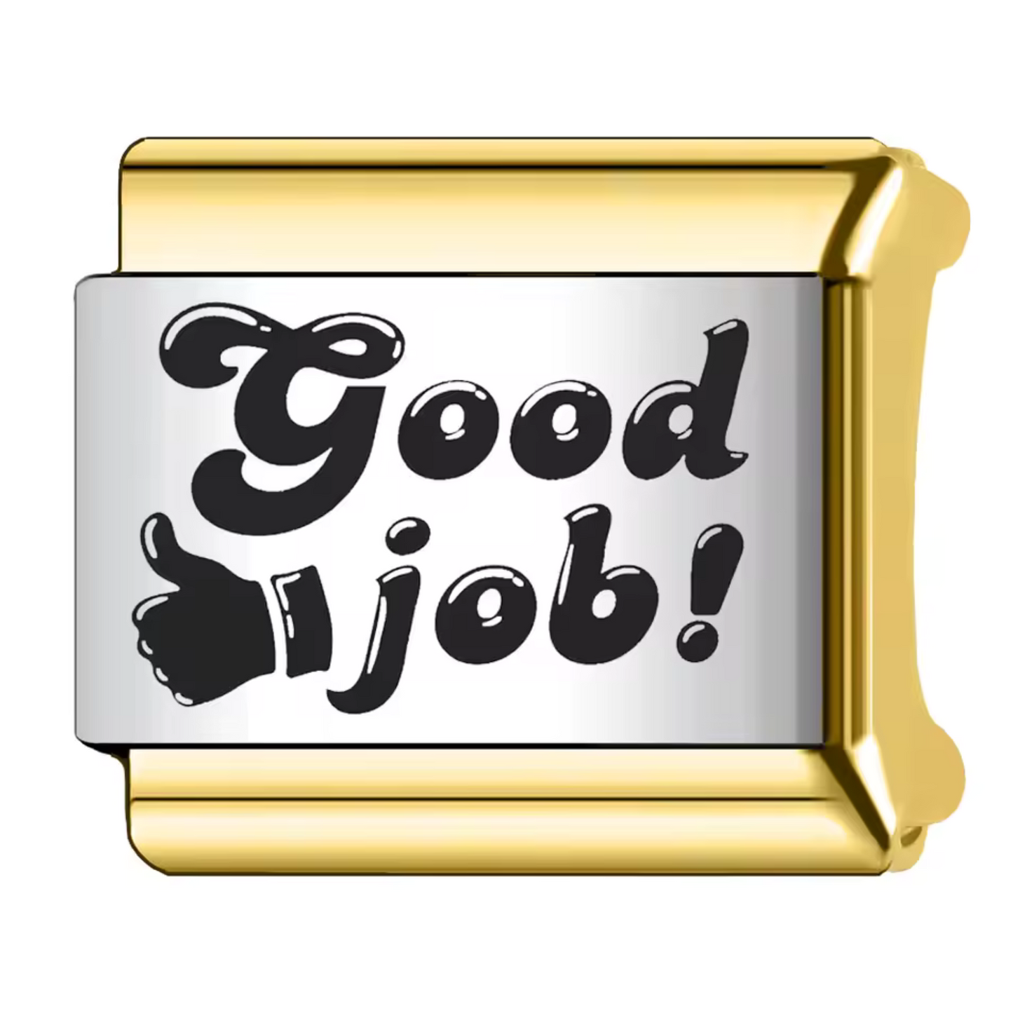 Silver and Gold Italian Charm – “Good job!”