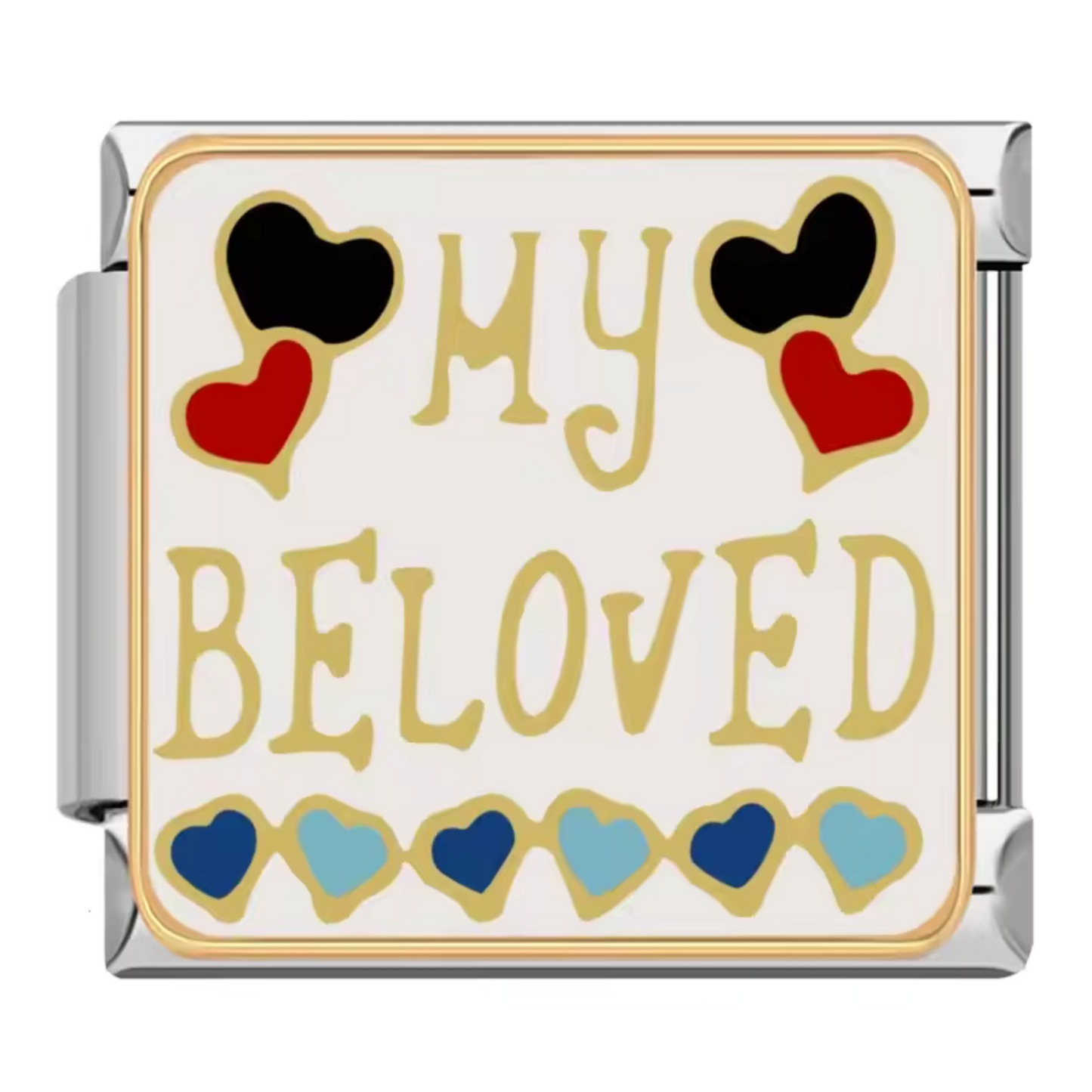 Silver Italian Charm – “My Beloved” with Heart